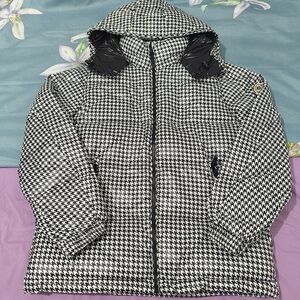 Moncler Houndstooth Hooded Down Jacket